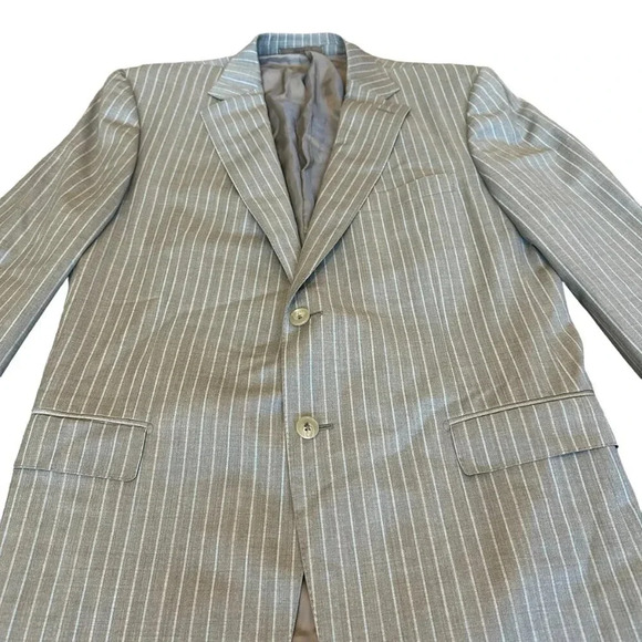 Ermenegildo Zegna Taupe White Pinstripe Blazer Jacket Suit Sport Caoat Size 54R - Picture 5 of 14
